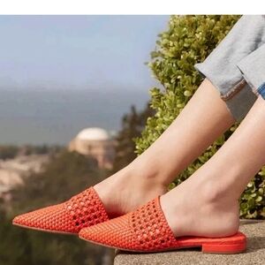 Birdies Vibrant Orange Woven Mules